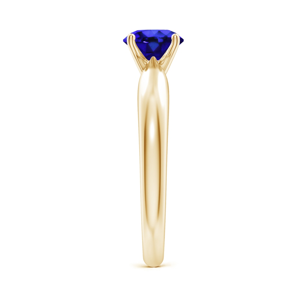 6mm AAA Solitaire Round Tanzanite Tapered Shank Ring in Yellow Gold Side-2