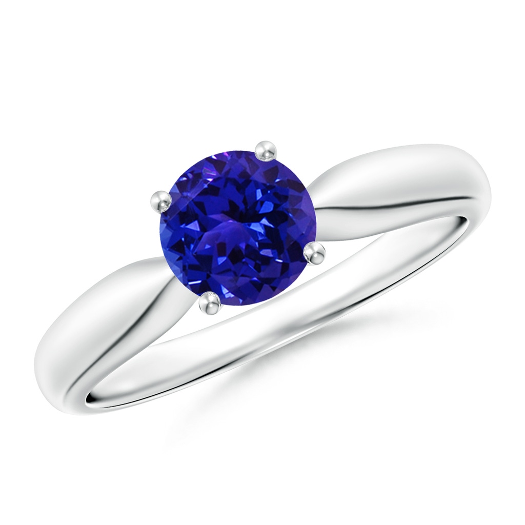 6mm AAAA Solitaire Round Tanzanite Tapered Shank Ring in White Gold