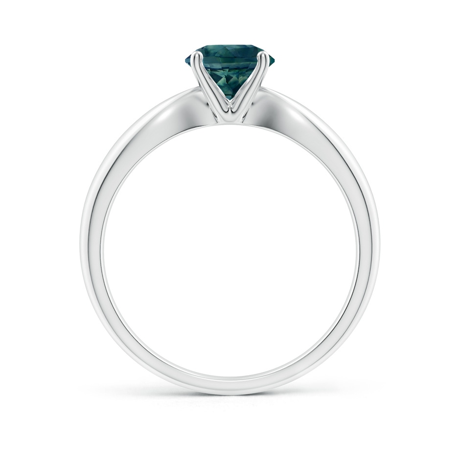 6mm AAA Solitaire Round Teal Montana Sapphire Tapered Shank Ring in P950 Platinum side-1