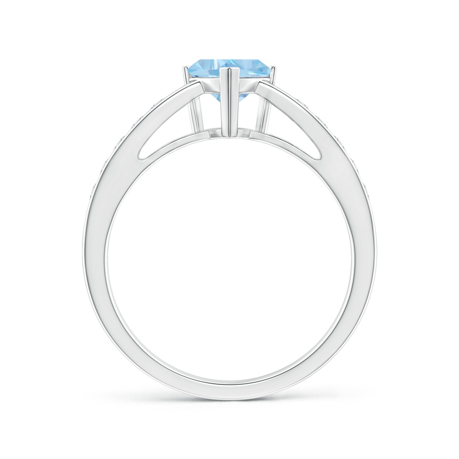 6mm AAA Trillion Aquamarine Solitaire Ring with Diamond Accents in White Gold product image