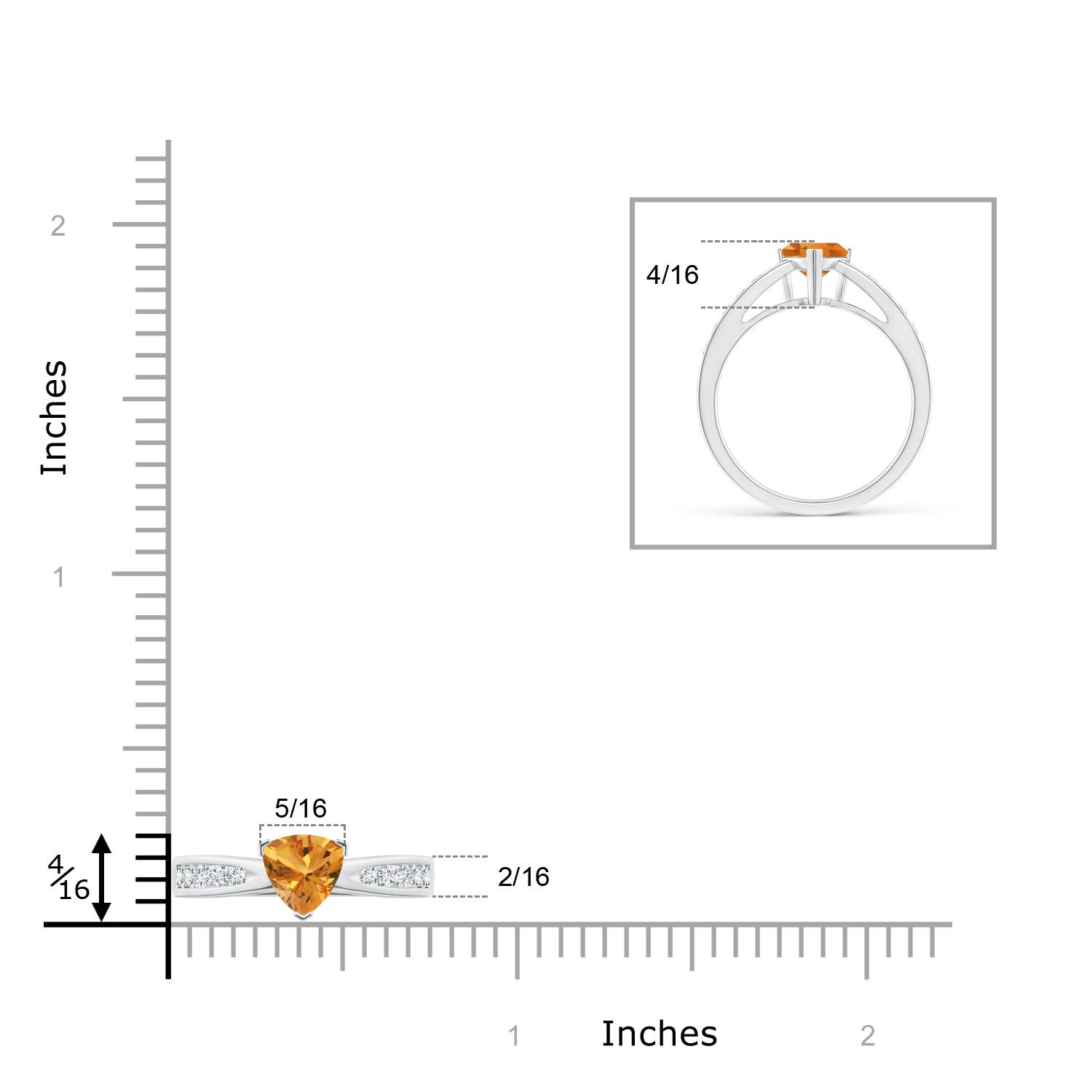 AA - Citrine / 0.85 CT / 14 KT White Gold