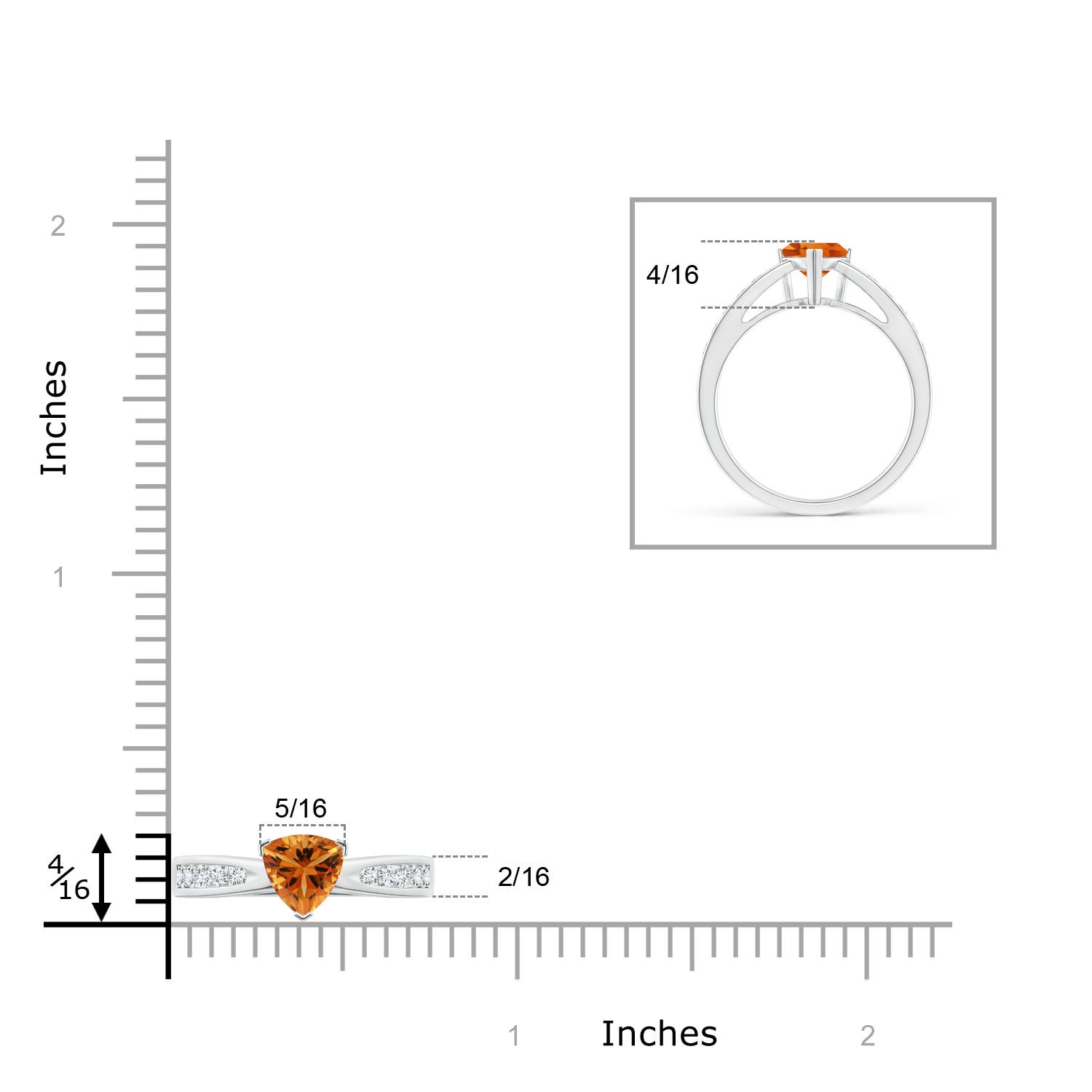 AAA - Citrine / 0.85 CT / 14 KT White Gold