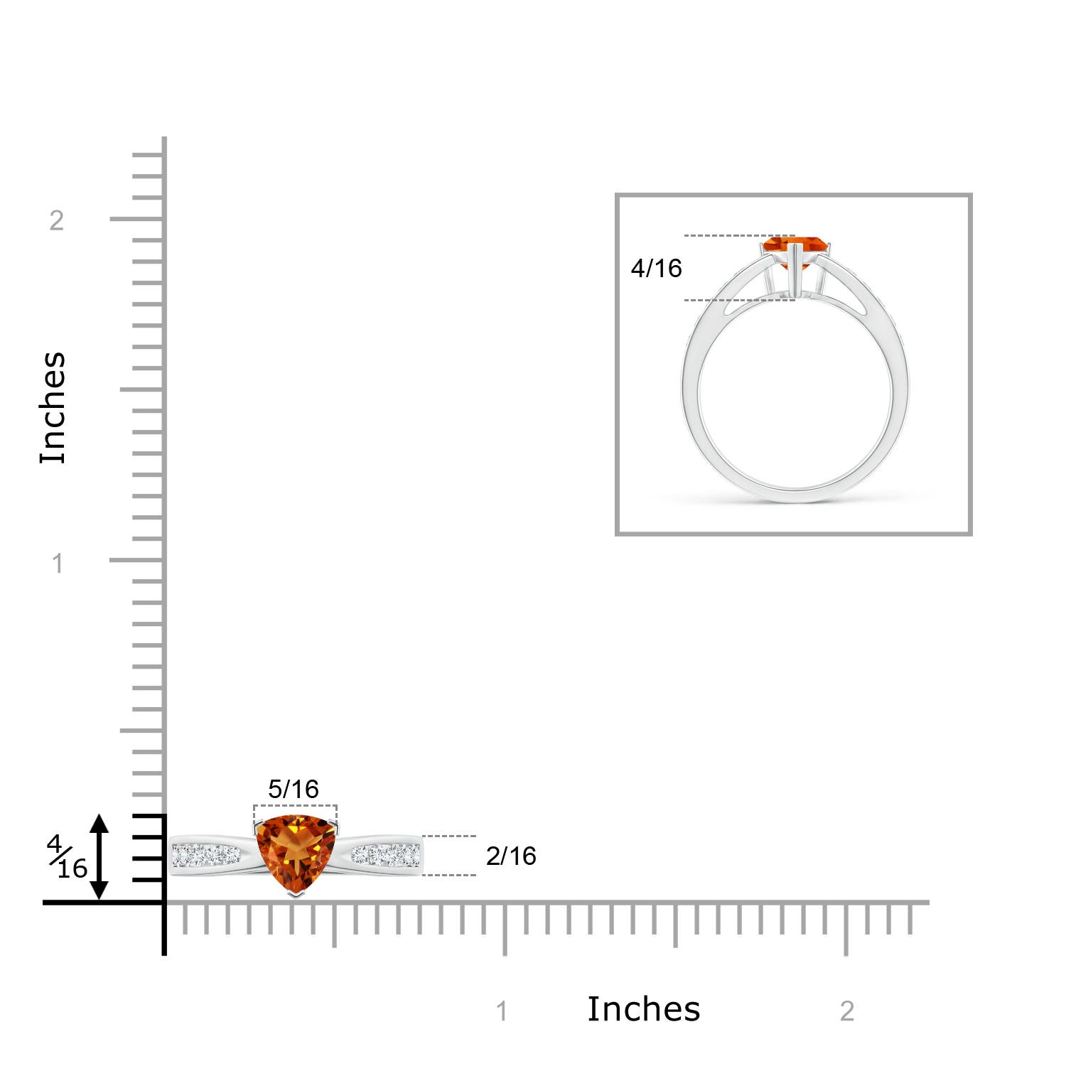 AAAA - Citrine / 0.85 CT / 14 KT White Gold