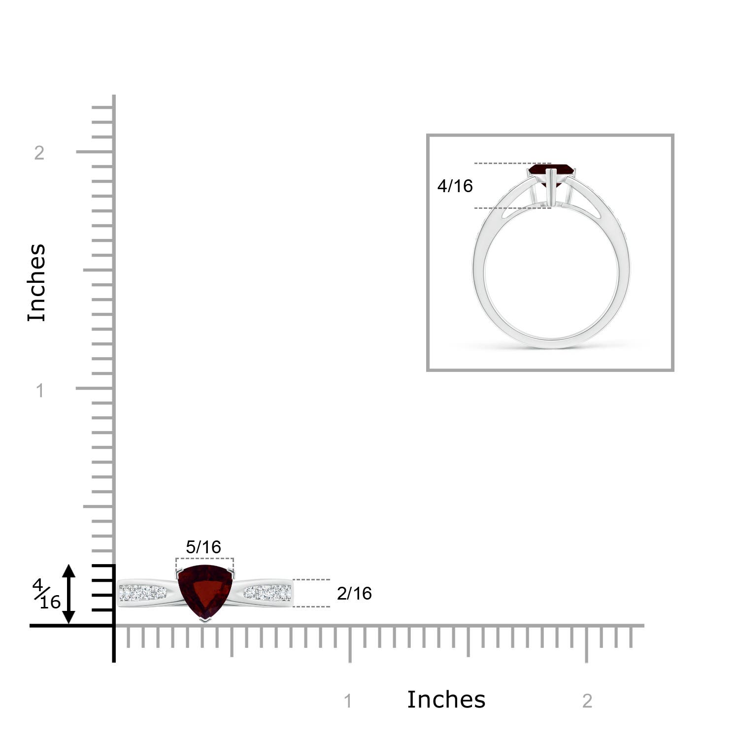 A - Garnet / 1.1 CT / 14 KT White Gold