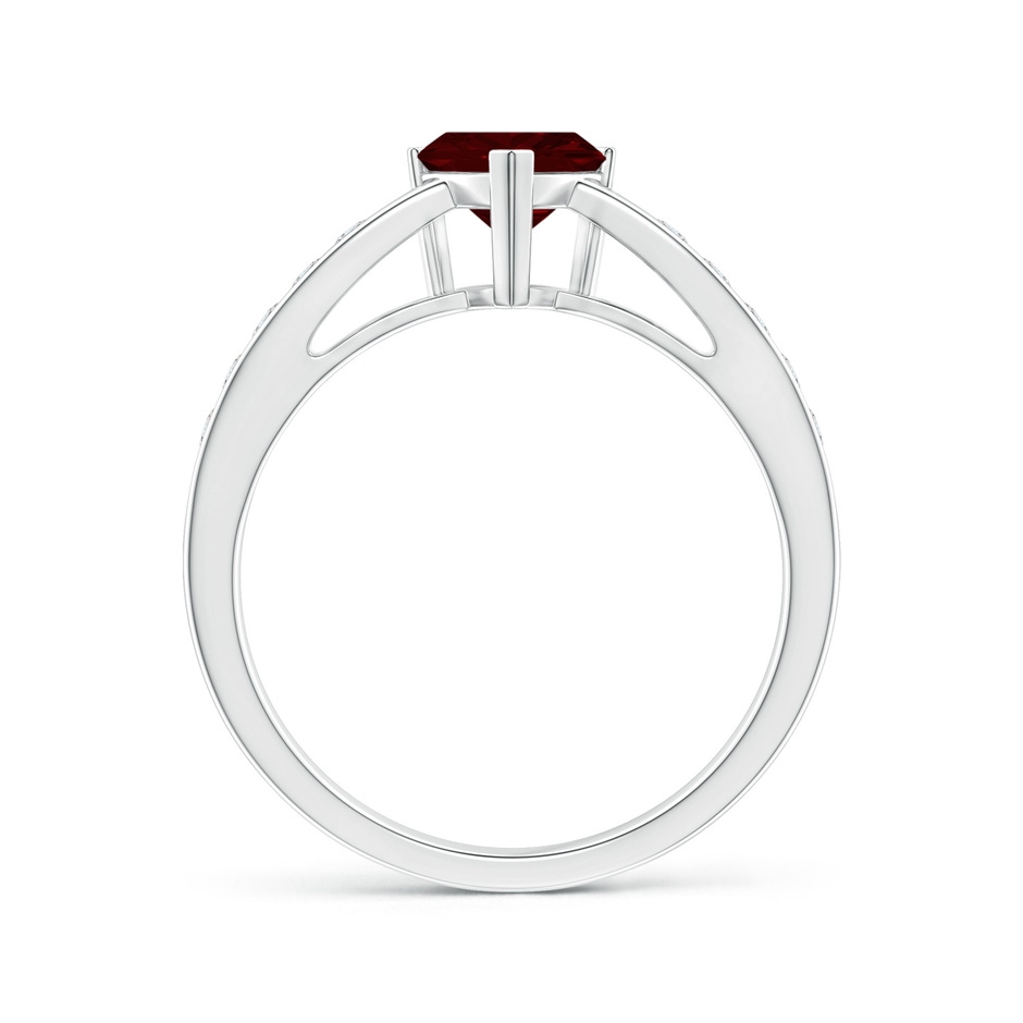 6mm AAA Trillion Garnet Solitaire Ring with Diamond Accents in White Gold product image