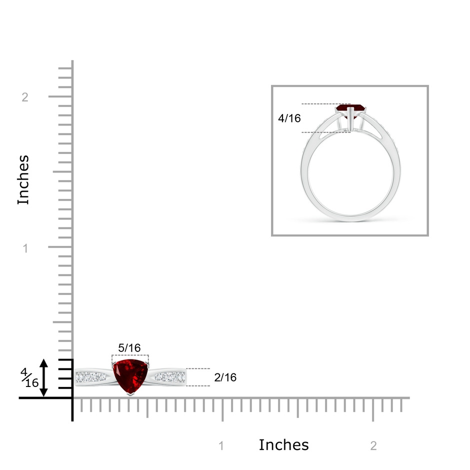 6mm AAA Trillion Garnet Solitaire Ring with Diamond Accents in White Gold product image