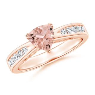 6mm AAAA Trillion Morganite Solitaire Ring with Diamond Accents in Rose Gold