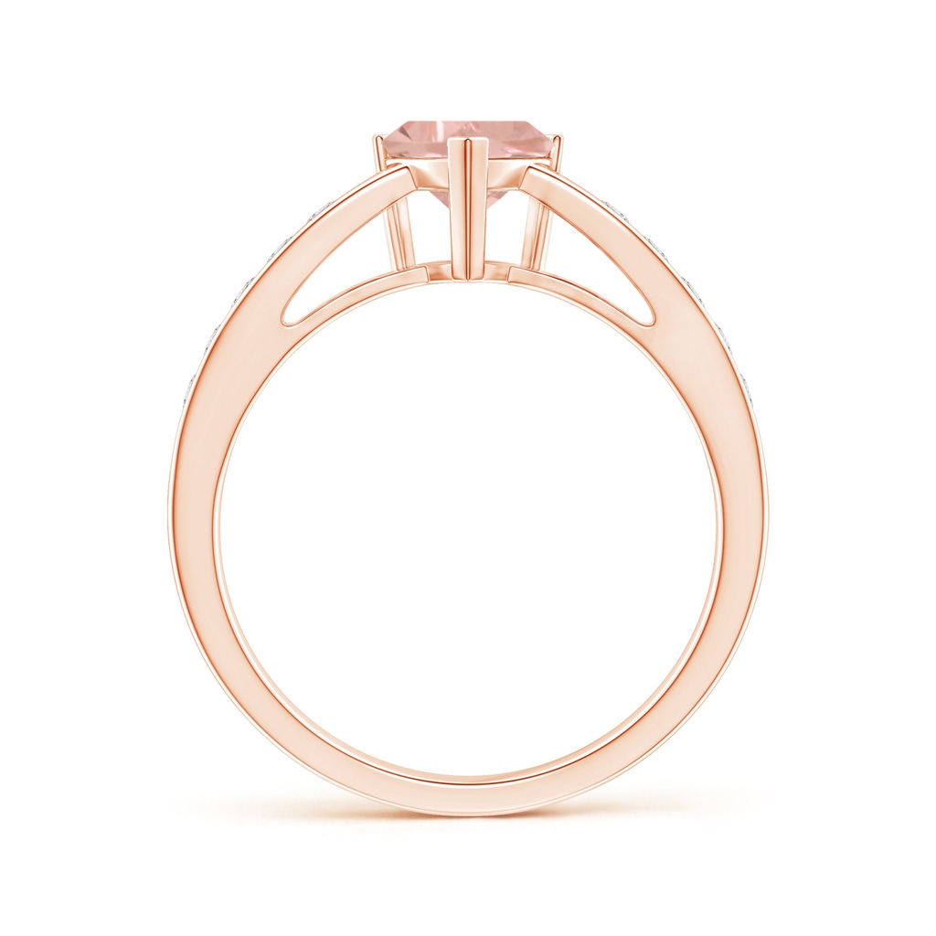 6mm AAAA Trillion Morganite Solitaire Ring with Diamond Accents in Rose Gold Product Image