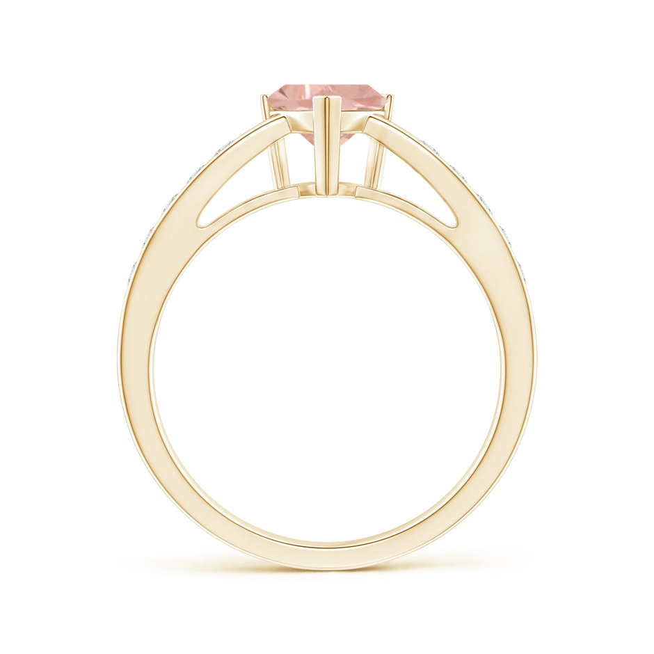 6mm AAAA Trillion Morganite Solitaire Ring with Diamond Accents in Yellow Gold product image