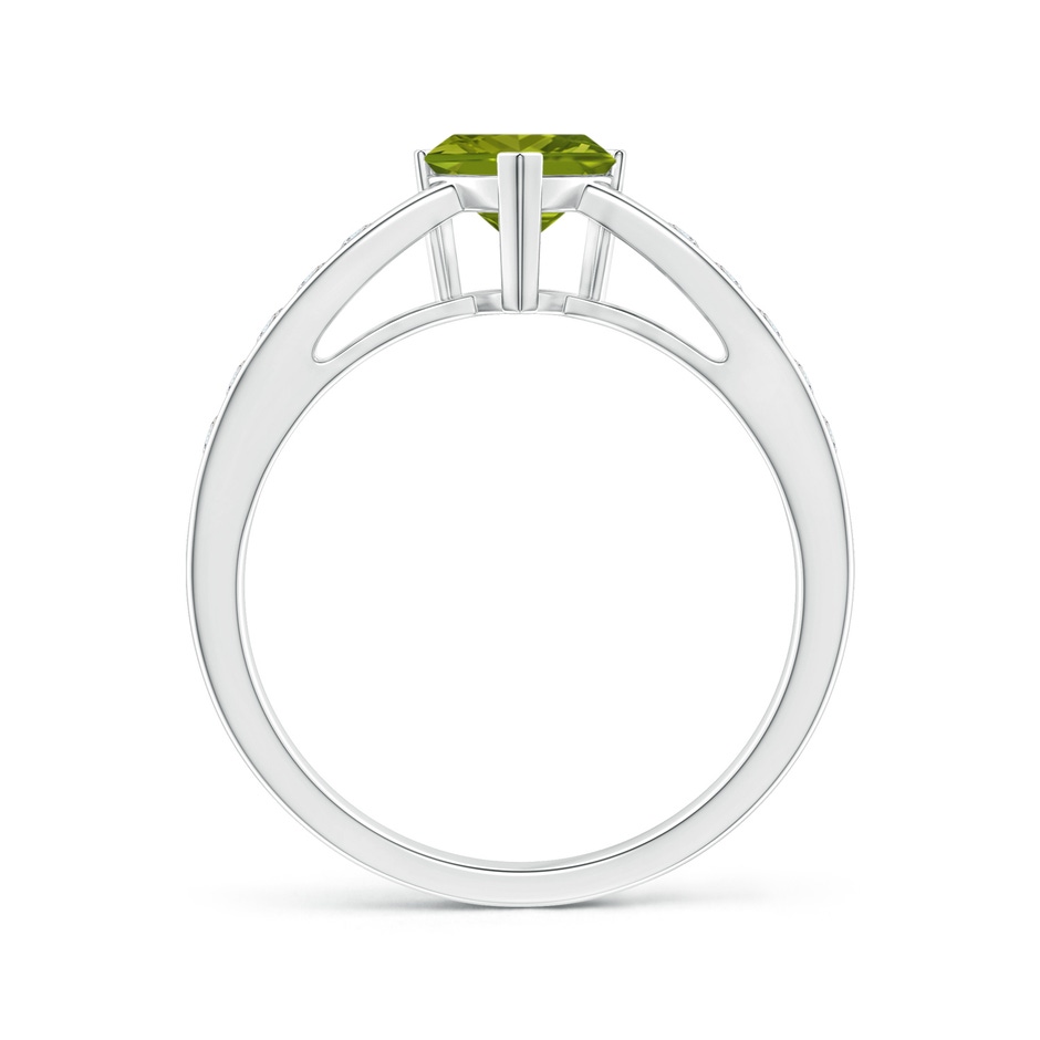 6mm AAA Trillion Peridot Solitaire Ring with Diamond Accents in White Gold product image