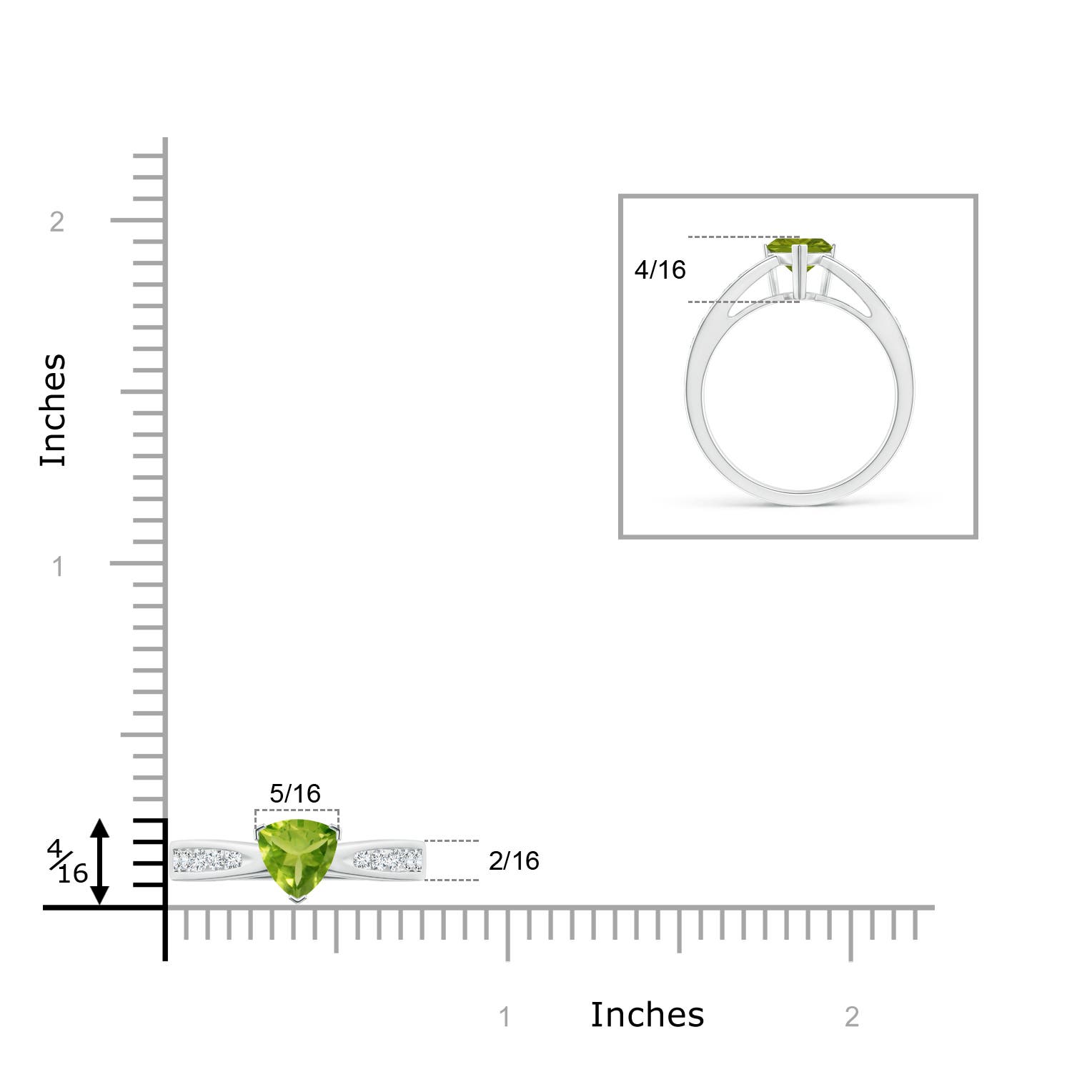 AAA - Peridot / 0.95 CT / 14 KT White Gold