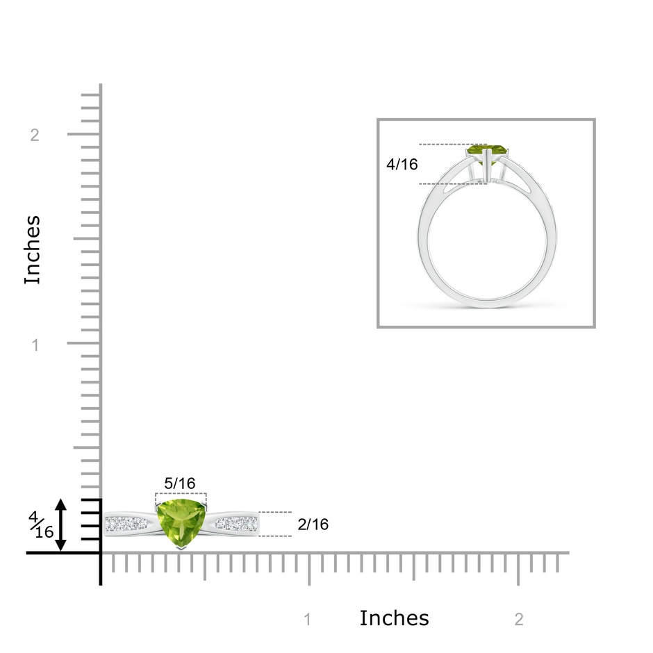 6mm AAA Trillion Peridot Solitaire Ring with Diamond Accents in White Gold product image