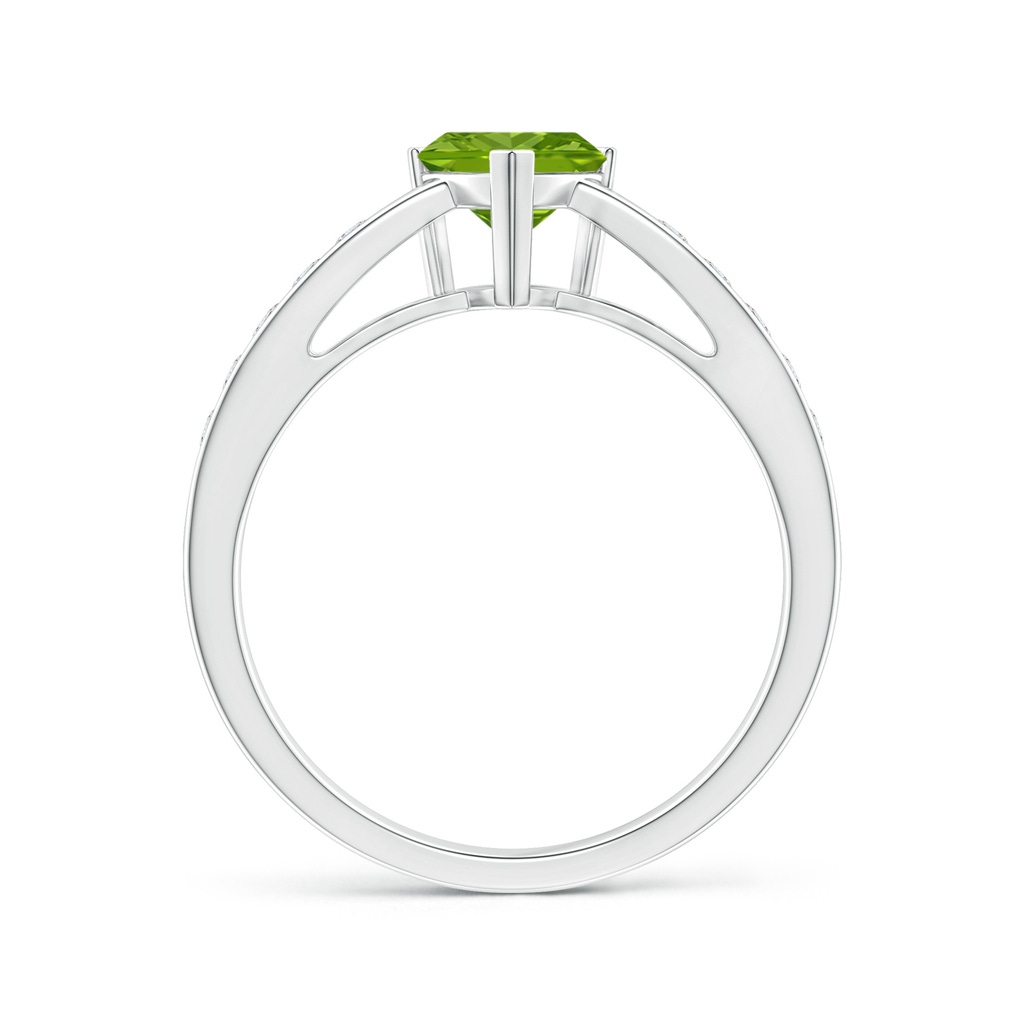 6mm AAAA Trillion Peridot Solitaire Ring with Diamond Accents in P950 Platinum Product Image