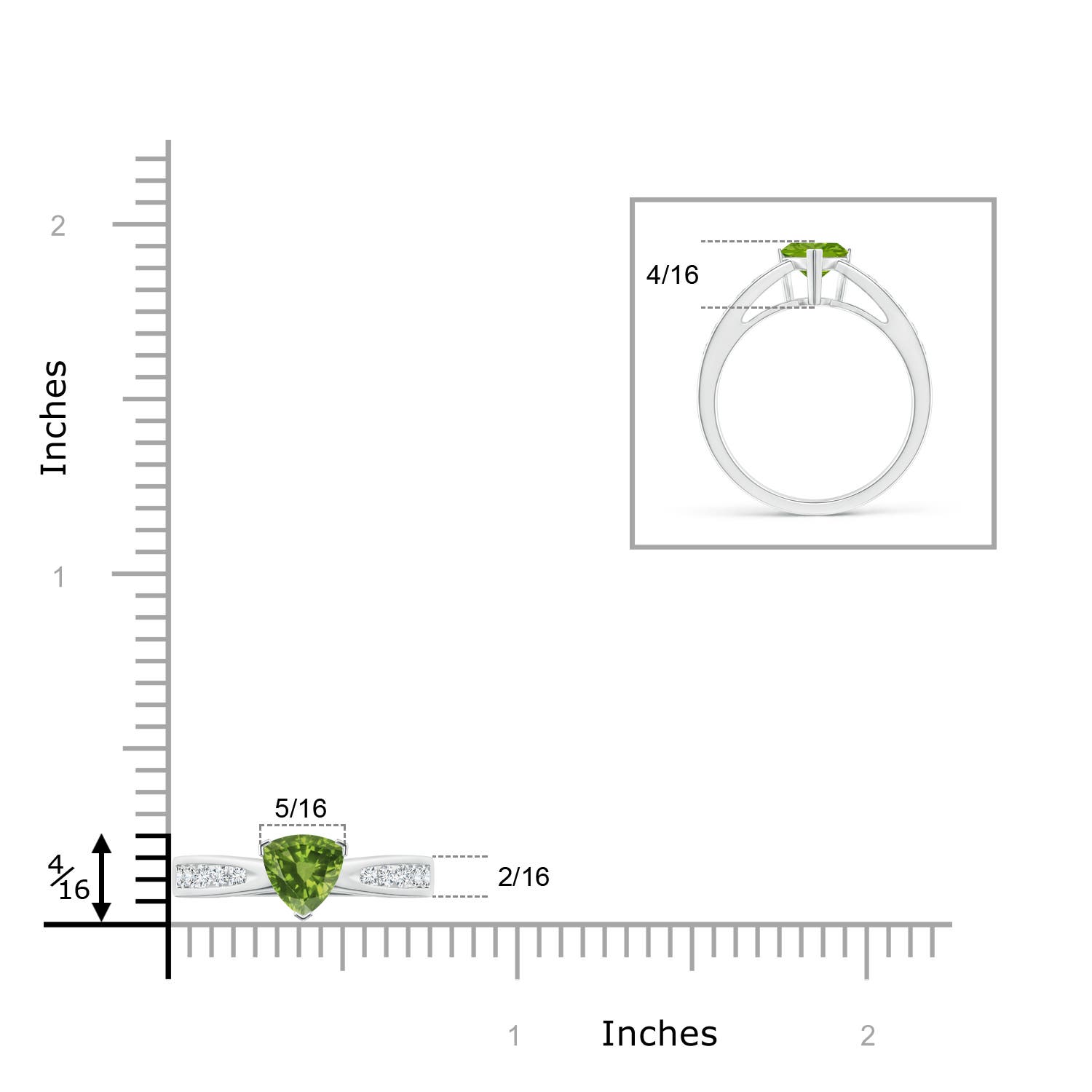 AAAA - Peridot / 0.95 CT / 14 KT White Gold