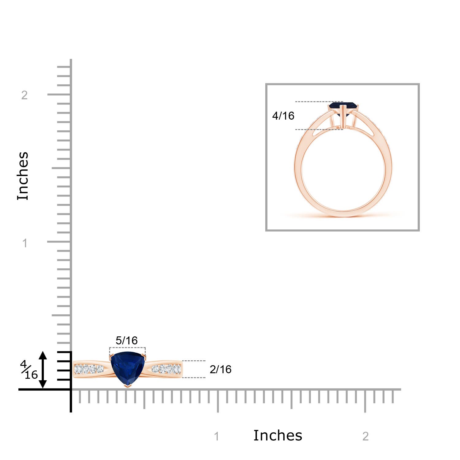 AA - Blue Sapphire / 1 CT / 14 KT Rose Gold