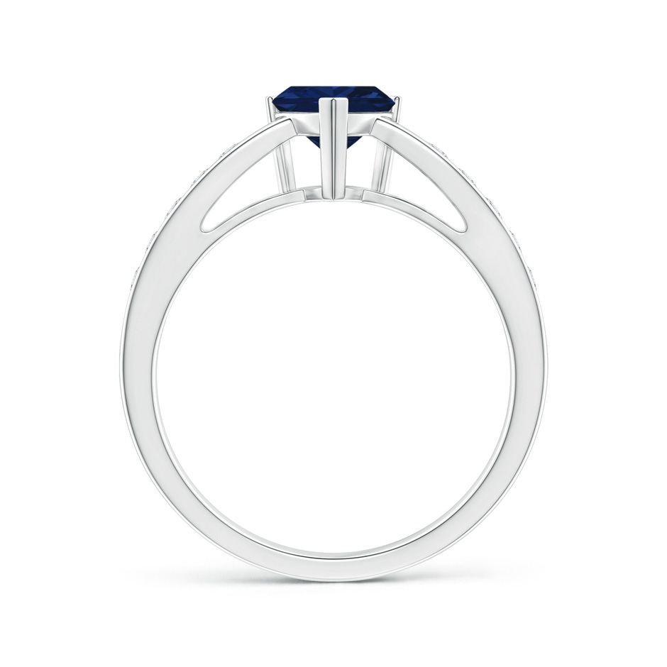 6mm AAA Trillion Blue Sapphire Solitaire Ring with Diamond Accents in White Gold product image