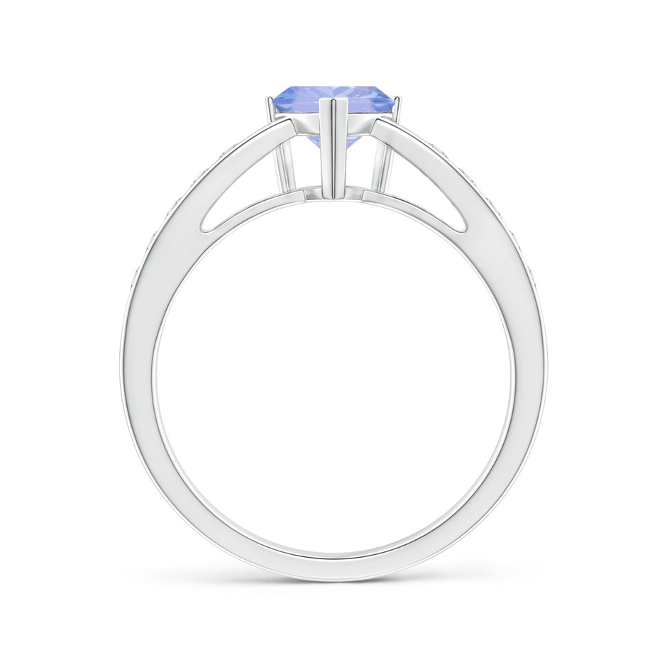 6mm A Trillion Tanzanite Solitaire Ring with Diamond Accents in White Gold product image