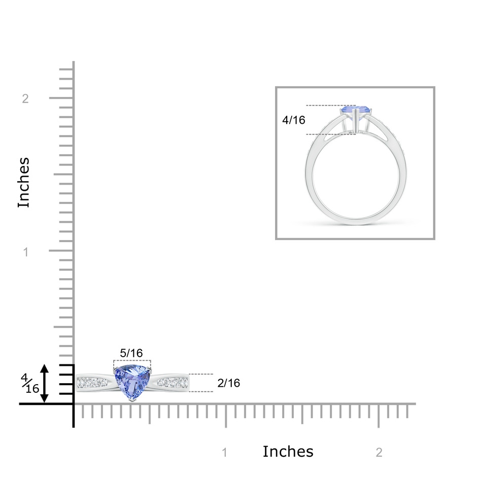 6mm A Trillion Tanzanite Solitaire Ring with Diamond Accents in White Gold product image