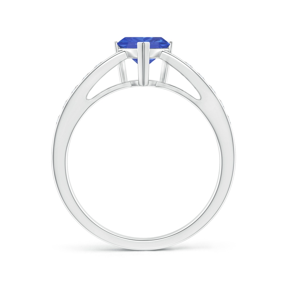 6mm AA Trillion Tanzanite Solitaire Ring with Diamond Accents in White Gold product image