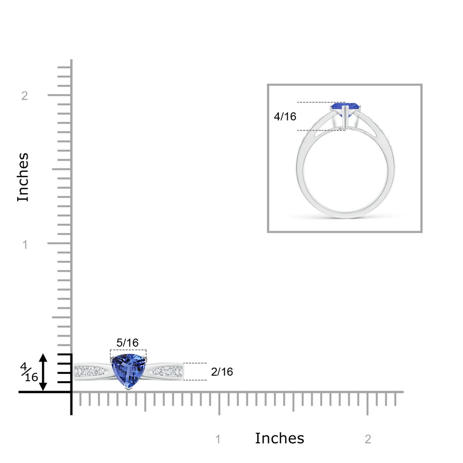 6mm AA Trillion Tanzanite Solitaire Ring with Diamond Accents in White Gold product image