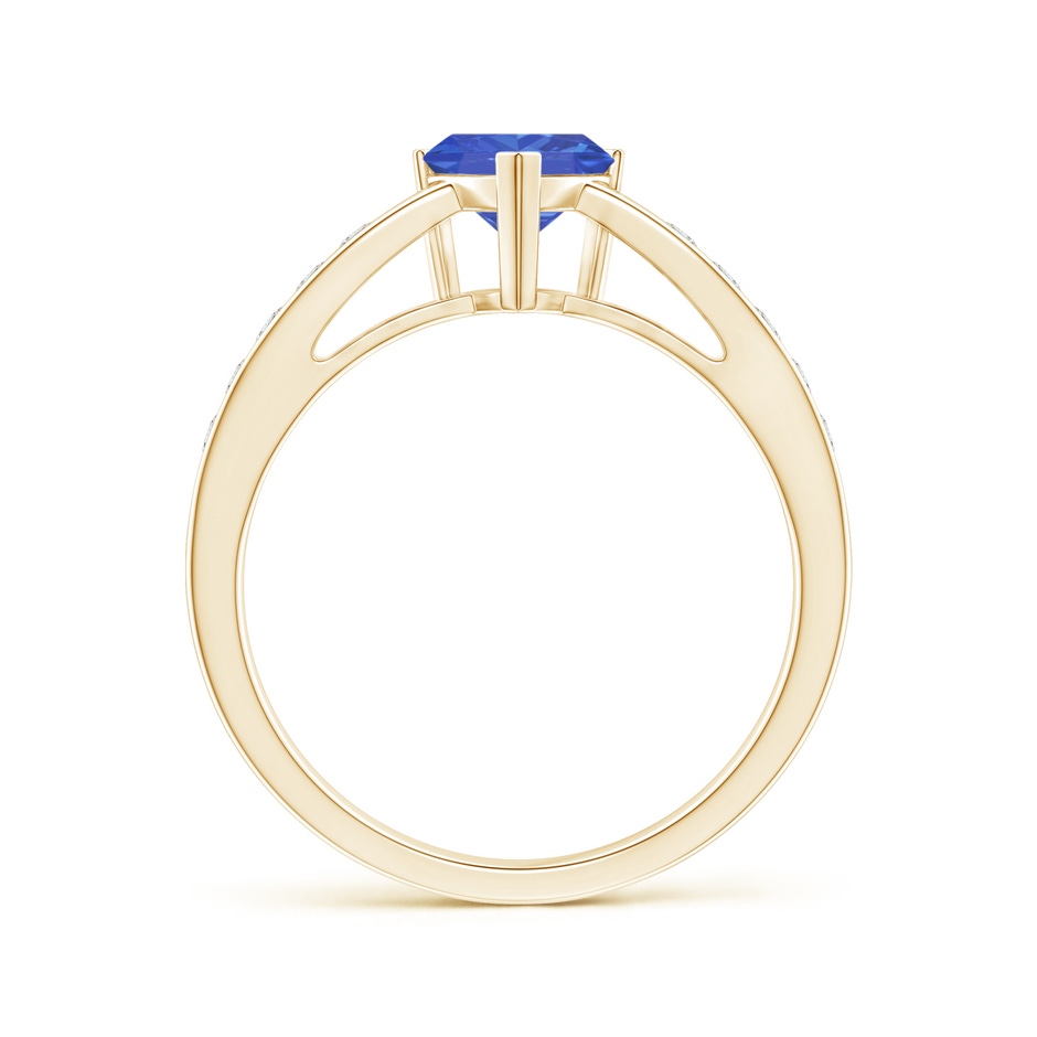 6mm AA Trillion Tanzanite Solitaire Ring with Diamond Accents in Yellow Gold product image
