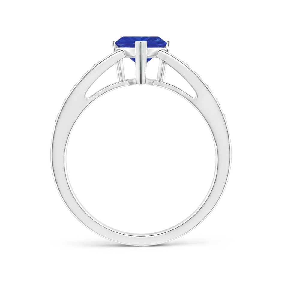 6mm AAA Trillion Tanzanite Solitaire Ring with Diamond Accents in White Gold product image