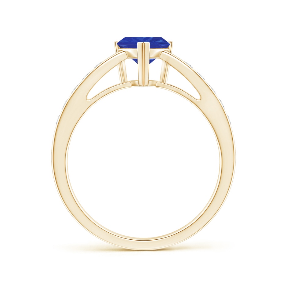 6mm AAA Trillion Tanzanite Solitaire Ring with Diamond Accents in Yellow Gold product image