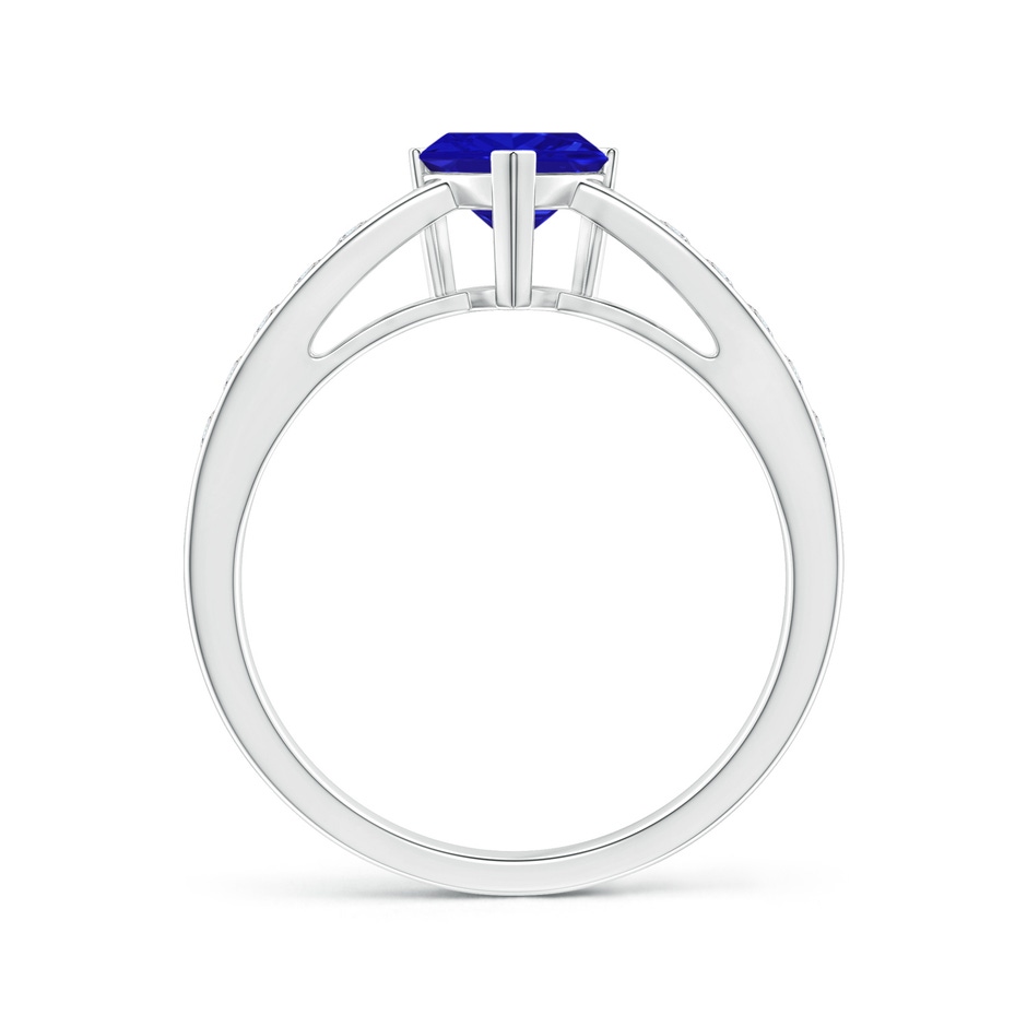 6mm AAAA Trillion Tanzanite Solitaire Ring with Diamond Accents in White Gold Product Image