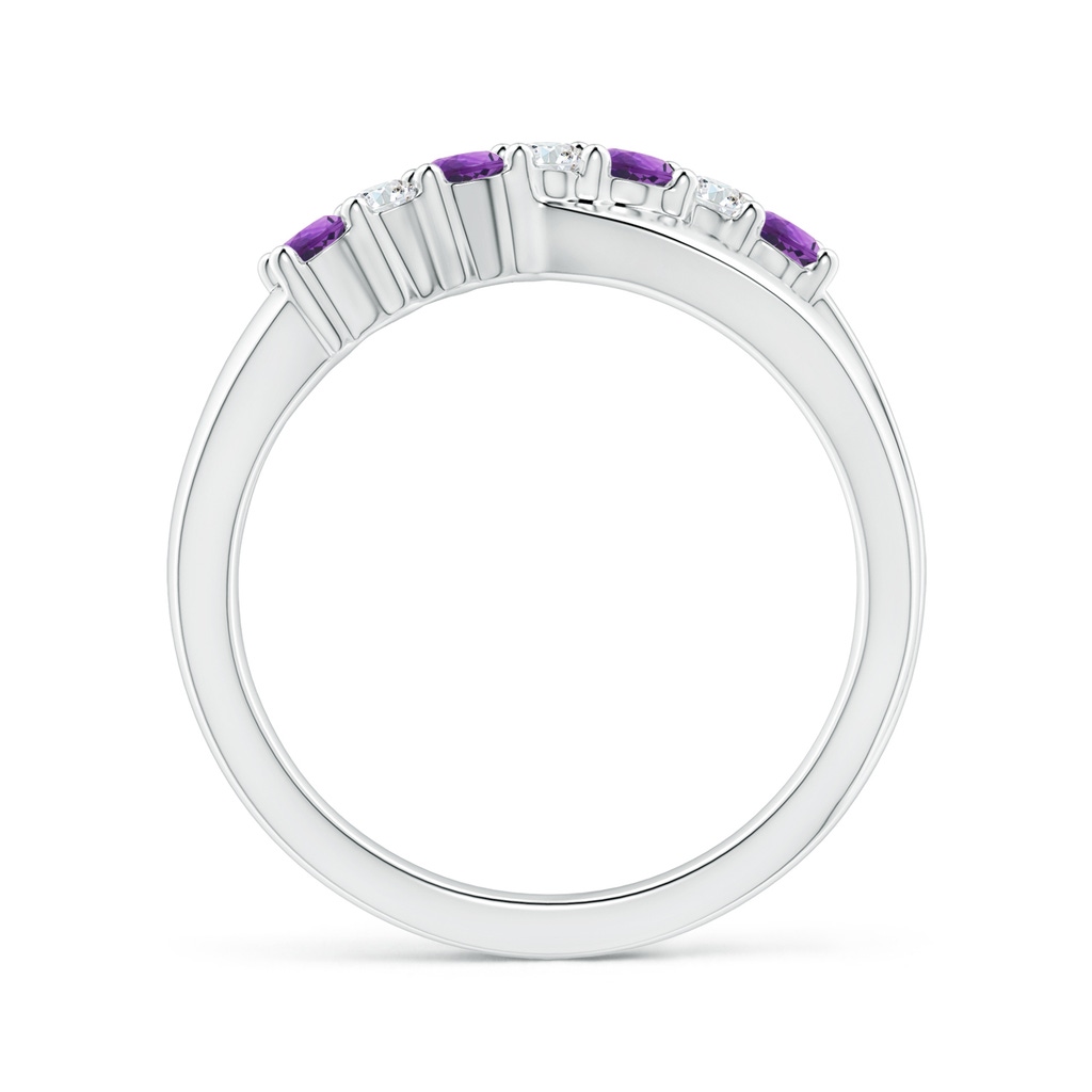 2.5mm AAA Round Amethyst and Diamond Crossover Ring in White Gold Side 1