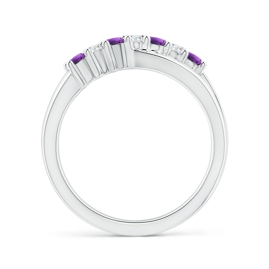 2.5mm AAA Round Amethyst and Diamond Crossover Ring in White Gold side 1