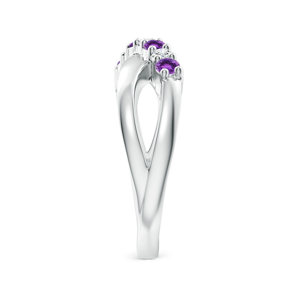 2.5mm AAA Round Amethyst and Diamond Crossover Ring in White Gold side 2