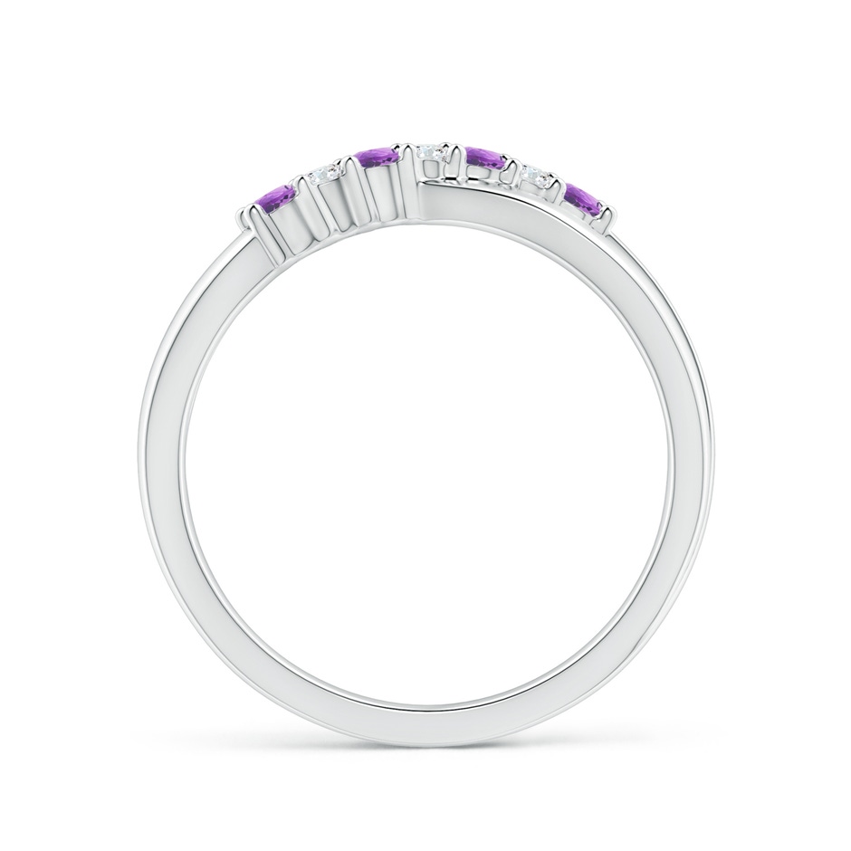 2mm A Round Amethyst and Diamond Crossover Ring in P950 Platinum side 1