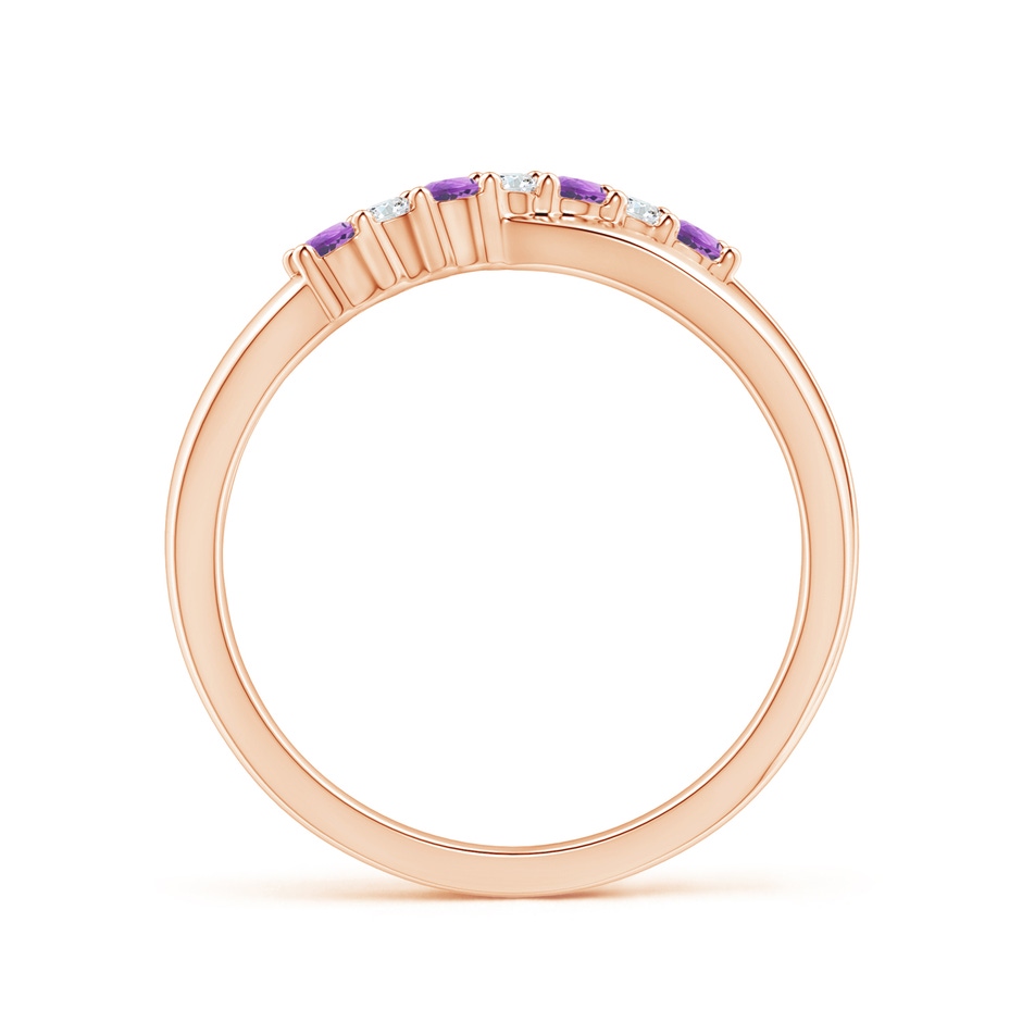 2mm A Round Amethyst and Diamond Crossover Ring in Rose Gold Side 1