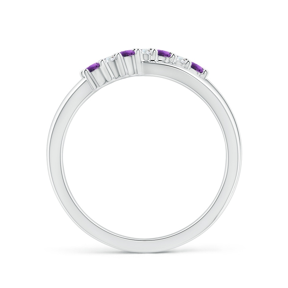 2mm AAA Round Amethyst and Diamond Crossover Ring in P950 Platinum Side 1