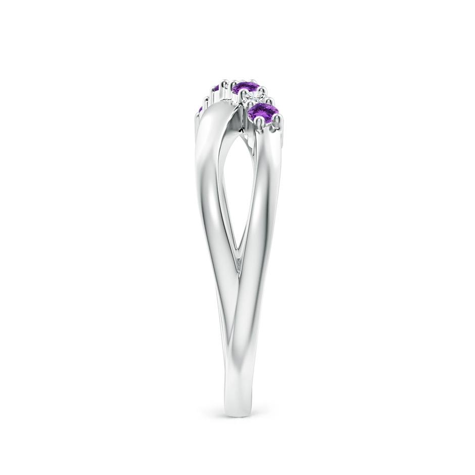 2mm AAA Round Amethyst and Diamond Crossover Ring in P950 Platinum Side 2