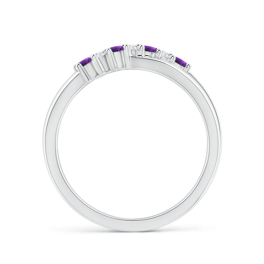 2mm AAAA Round Amethyst and Diamond Crossover Ring in P950 Platinum - side 1