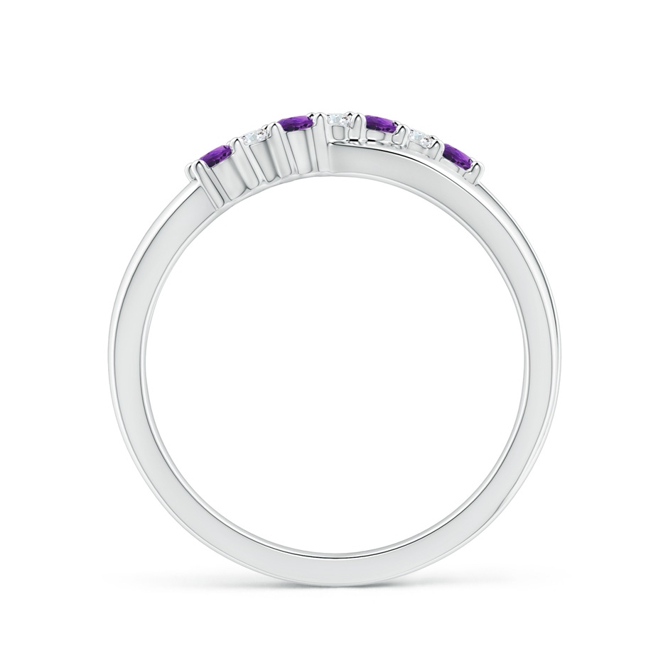 2mm AAAA Round Amethyst and Diamond Crossover Ring in P950 Platinum Side 1