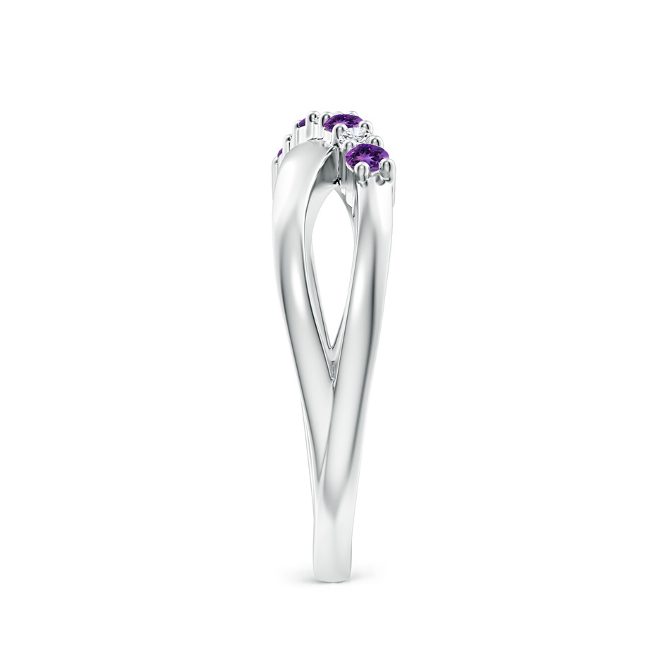 2mm AAAA Round Amethyst and Diamond Crossover Ring in P950 Platinum Side 2