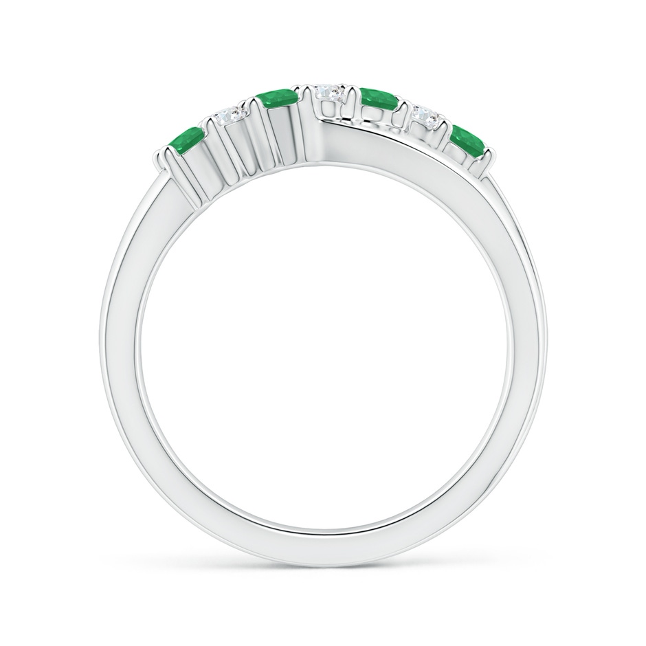 2.5mm A Round Emerald and Diamond Crossover Ring in P950 Platinum side 199