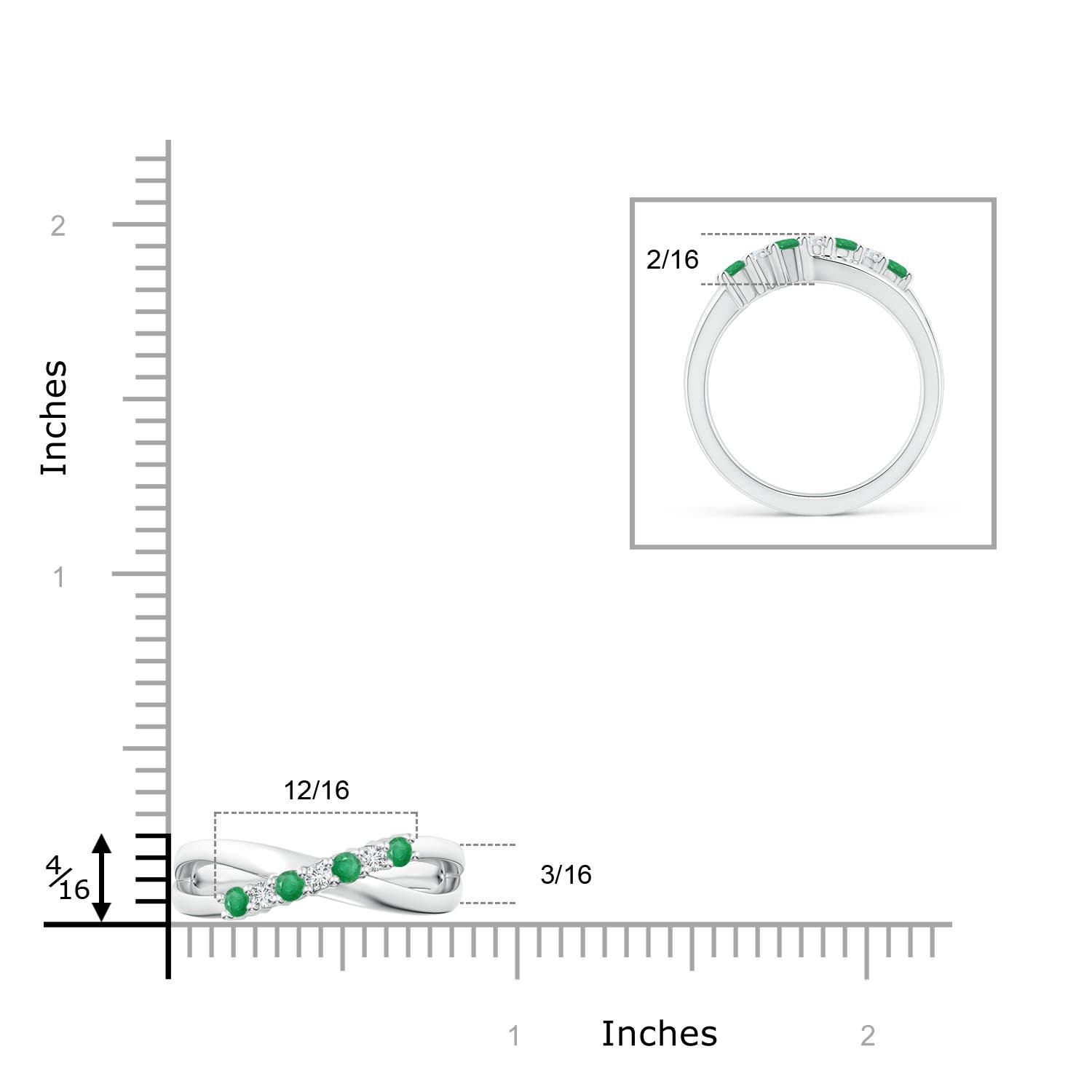 A - Emerald / 0.37 CT / 14 KT White Gold