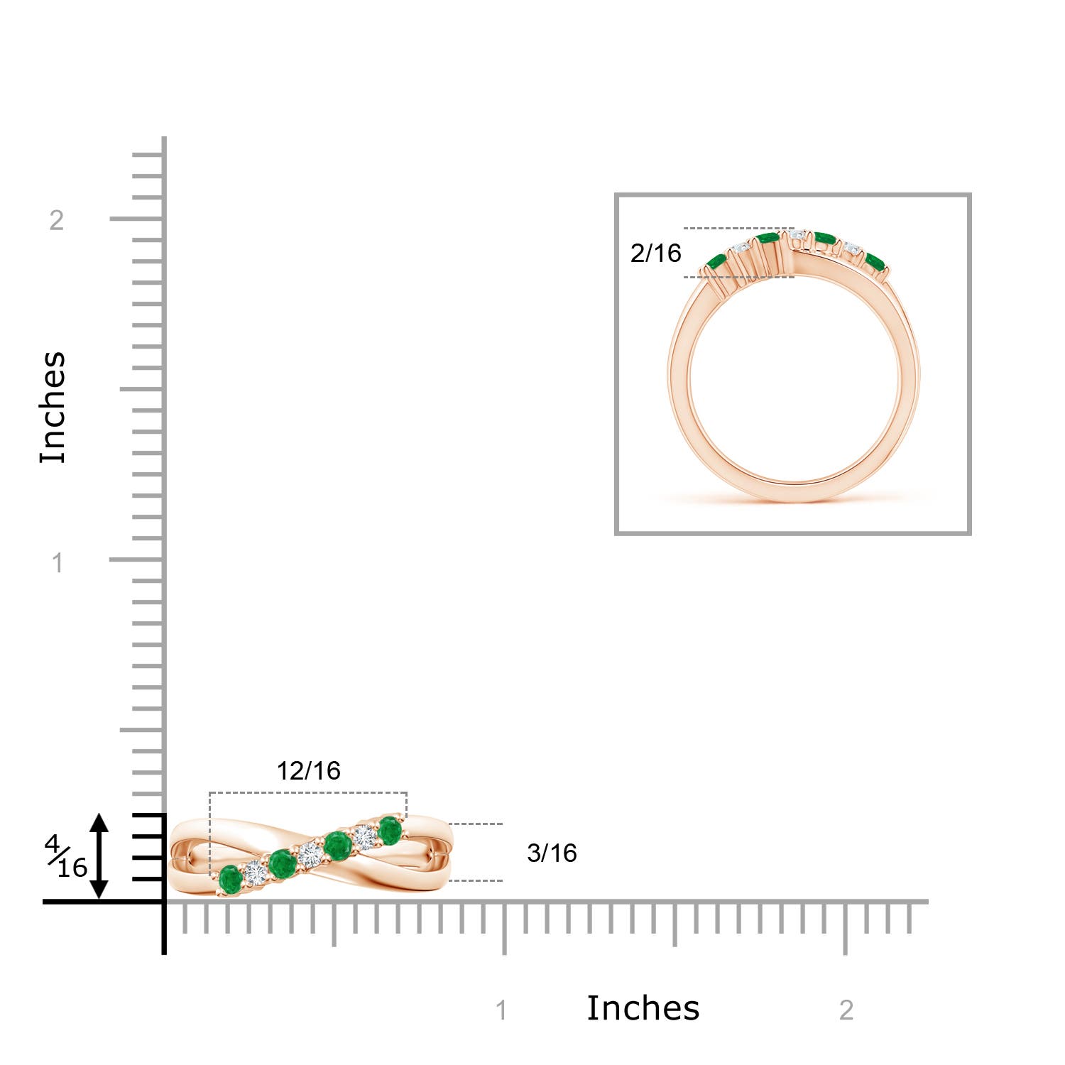 AA - Emerald / 0.37 CT / 14 KT Rose Gold