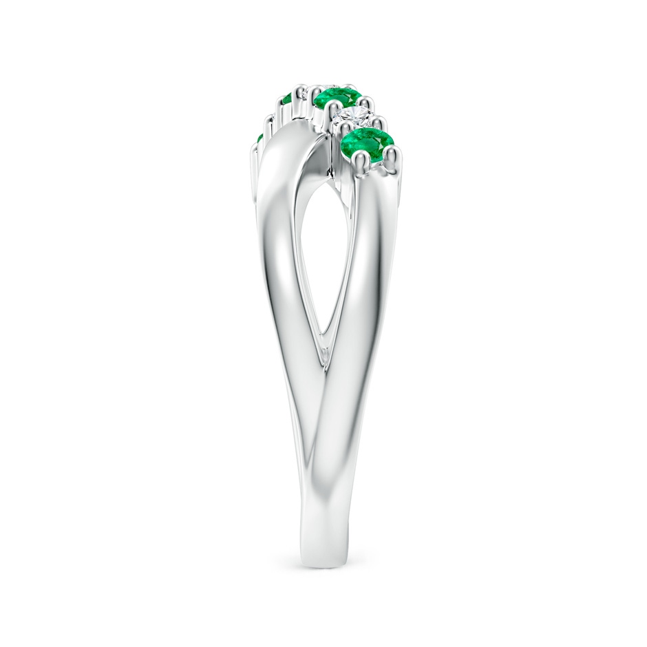 2.5mm AAA Round Emerald and Diamond Crossover Ring in White Gold side 299