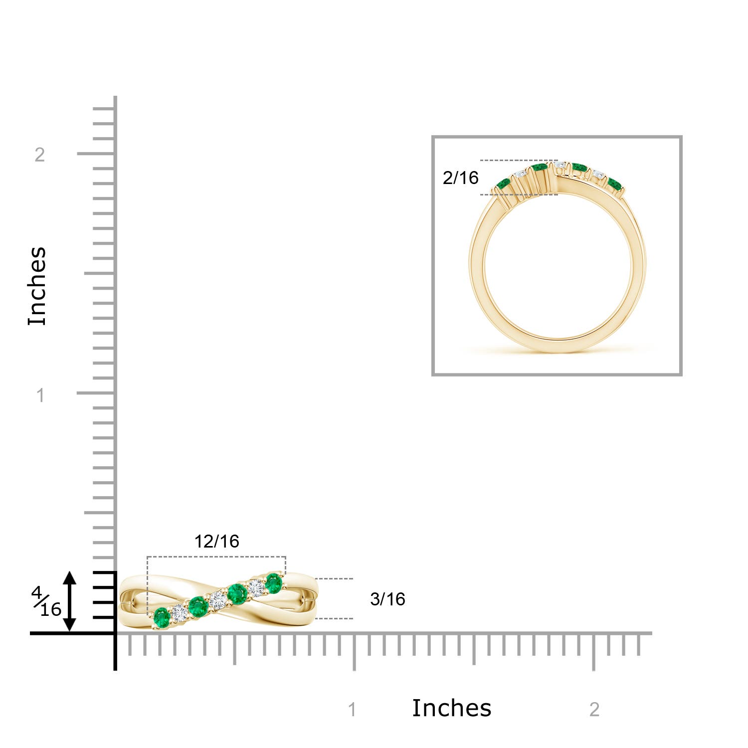 AAA - Emerald / 0.37 CT / 14 KT Yellow Gold