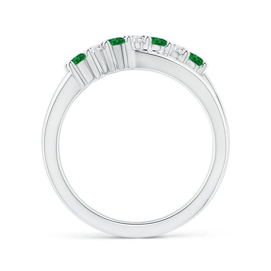 2.5mm AAAA Round Emerald and Diamond Crossover Ring in P950 Platinum side 199