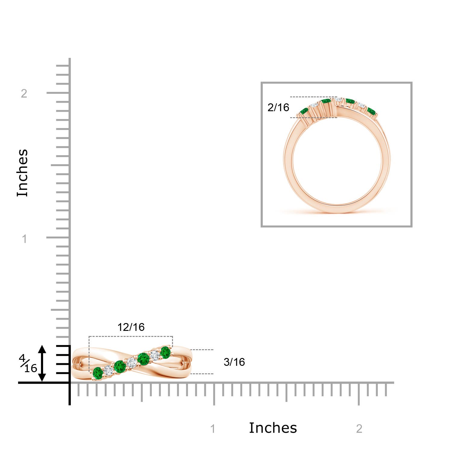 AAAA - Emerald / 0.37 CT / 14 KT Rose Gold