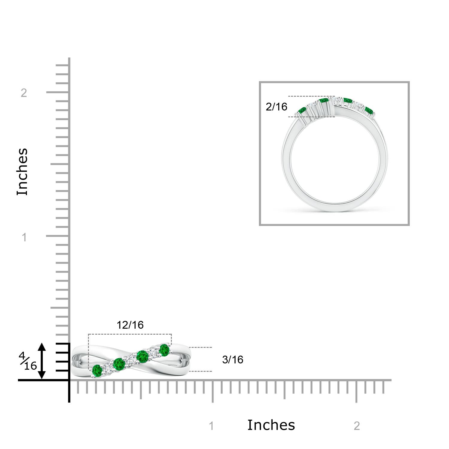 AAAA - Emerald / 0.37 CT / 14 KT White Gold