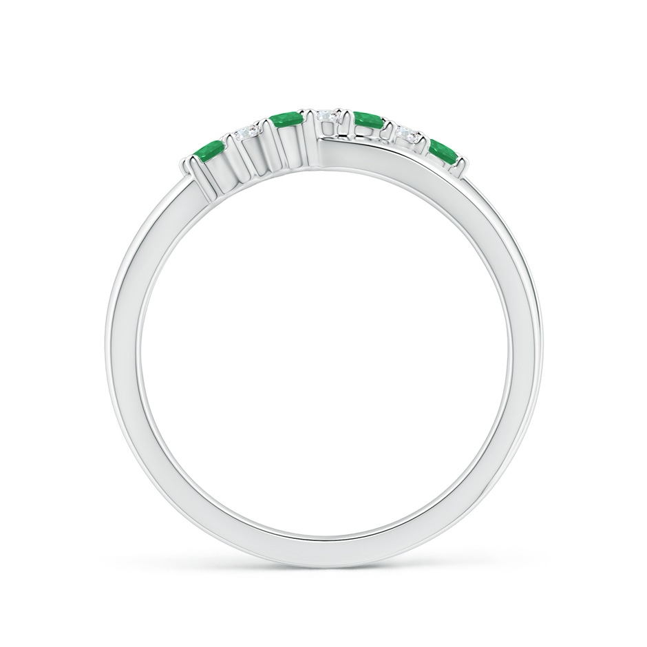 2mm A Round Emerald and Diamond Crossover Ring in P950 Platinum side 199