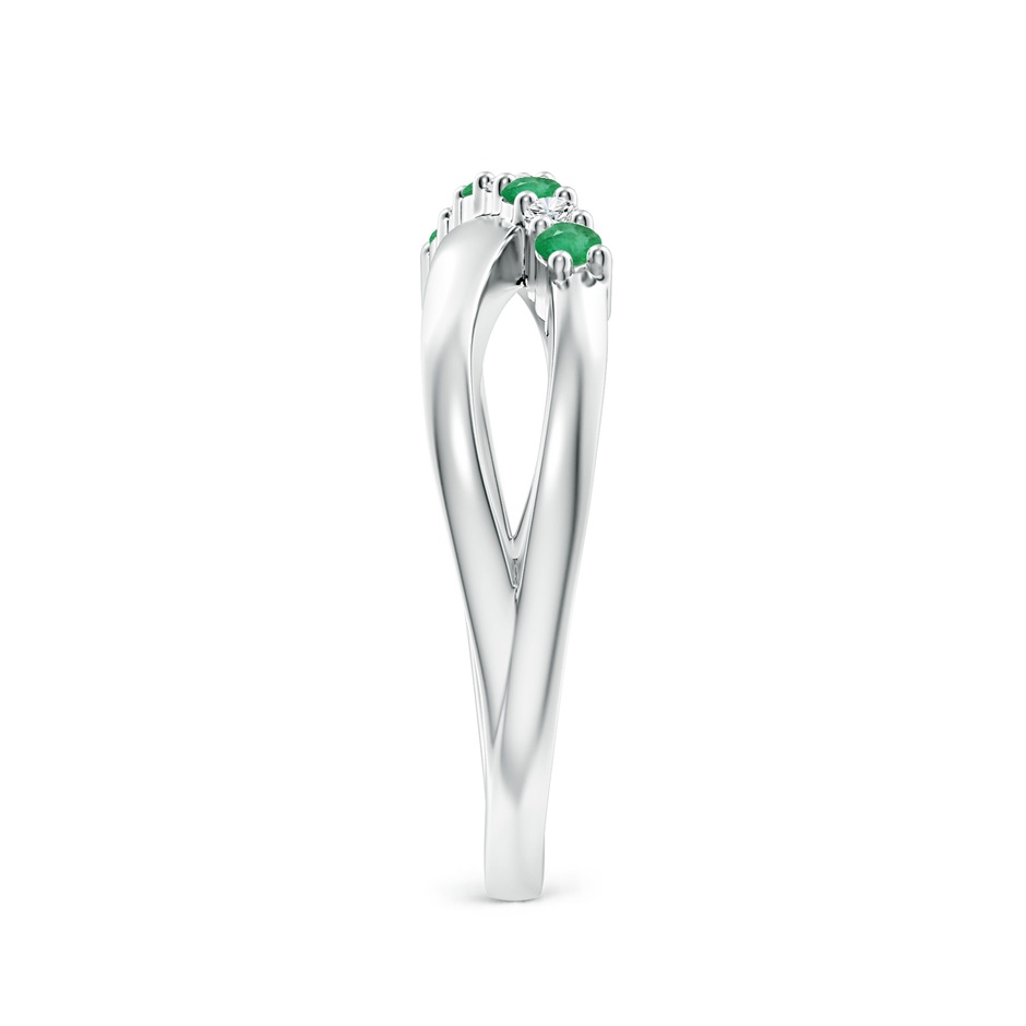 2mm A Round Emerald and Diamond Crossover Ring in P950 Platinum side 299