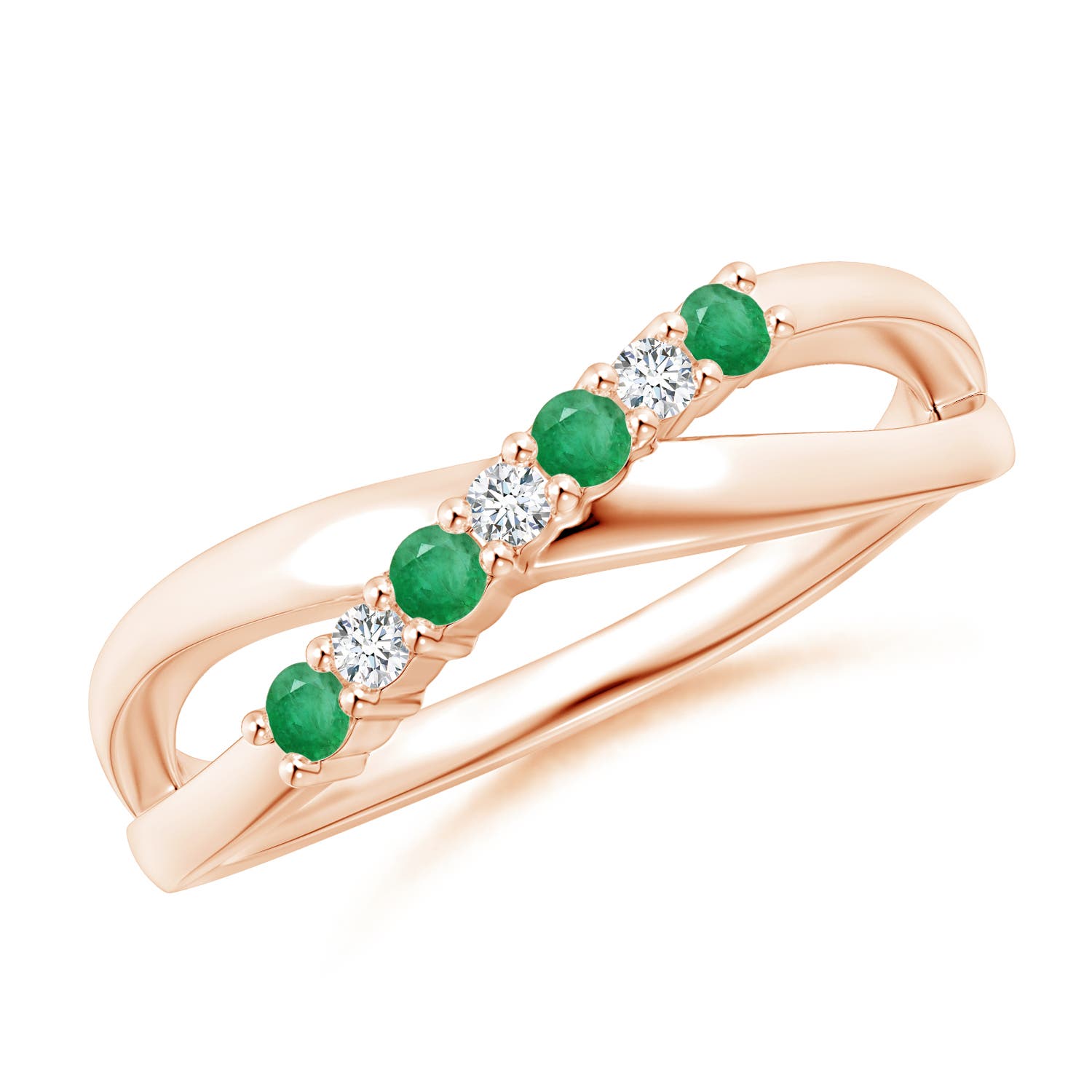 A - Emerald / 0.24 CT / 14 KT Rose Gold