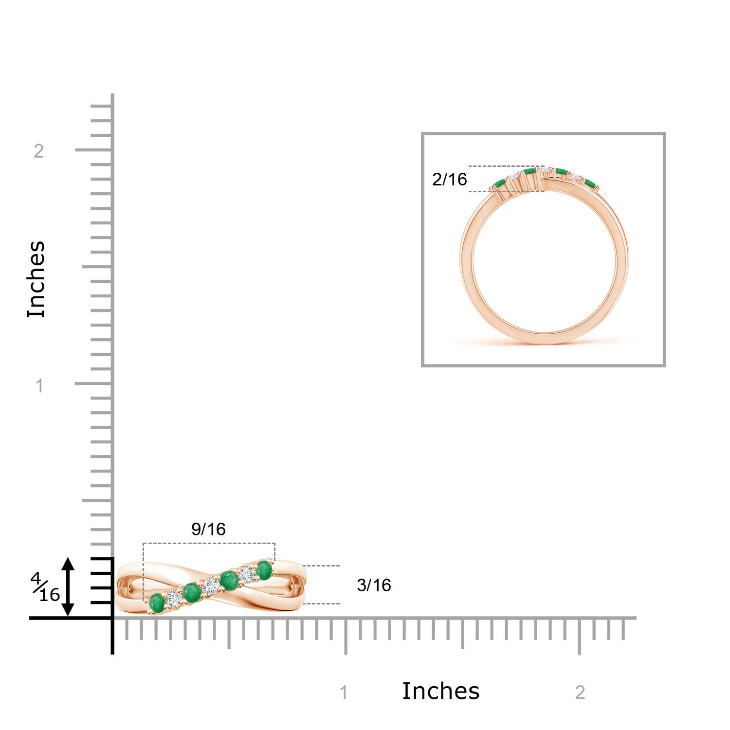 A - Emerald / 0.24 CT / 14 KT Rose Gold